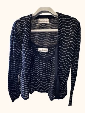 Diane Von Furstenberg Black and gold tank and cardigan set 70s